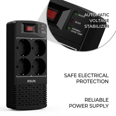 600VA Automatic Voltage Regulator 1 Phase AVR Household With Surge Protection Schuko Sockets